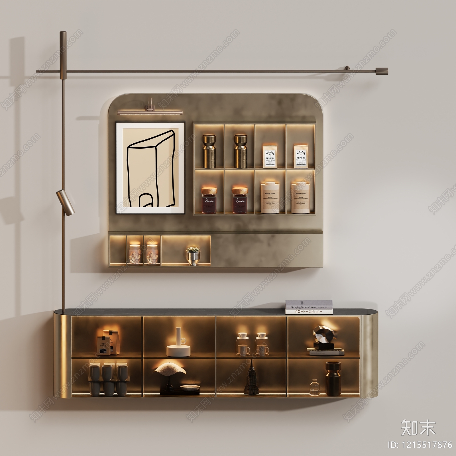 现代轻奢酒柜SU模型下载【ID:1215517876】