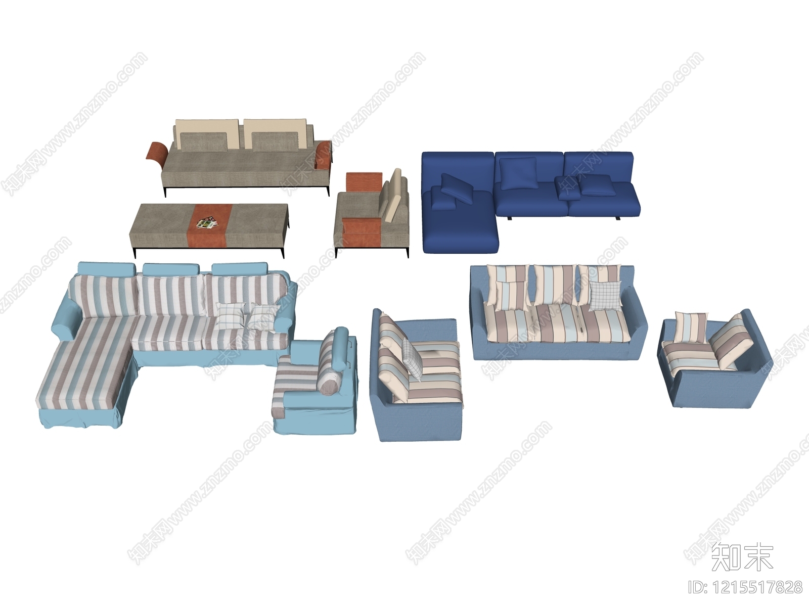 现代简约沙发组合SU模型下载【ID:1215517828】