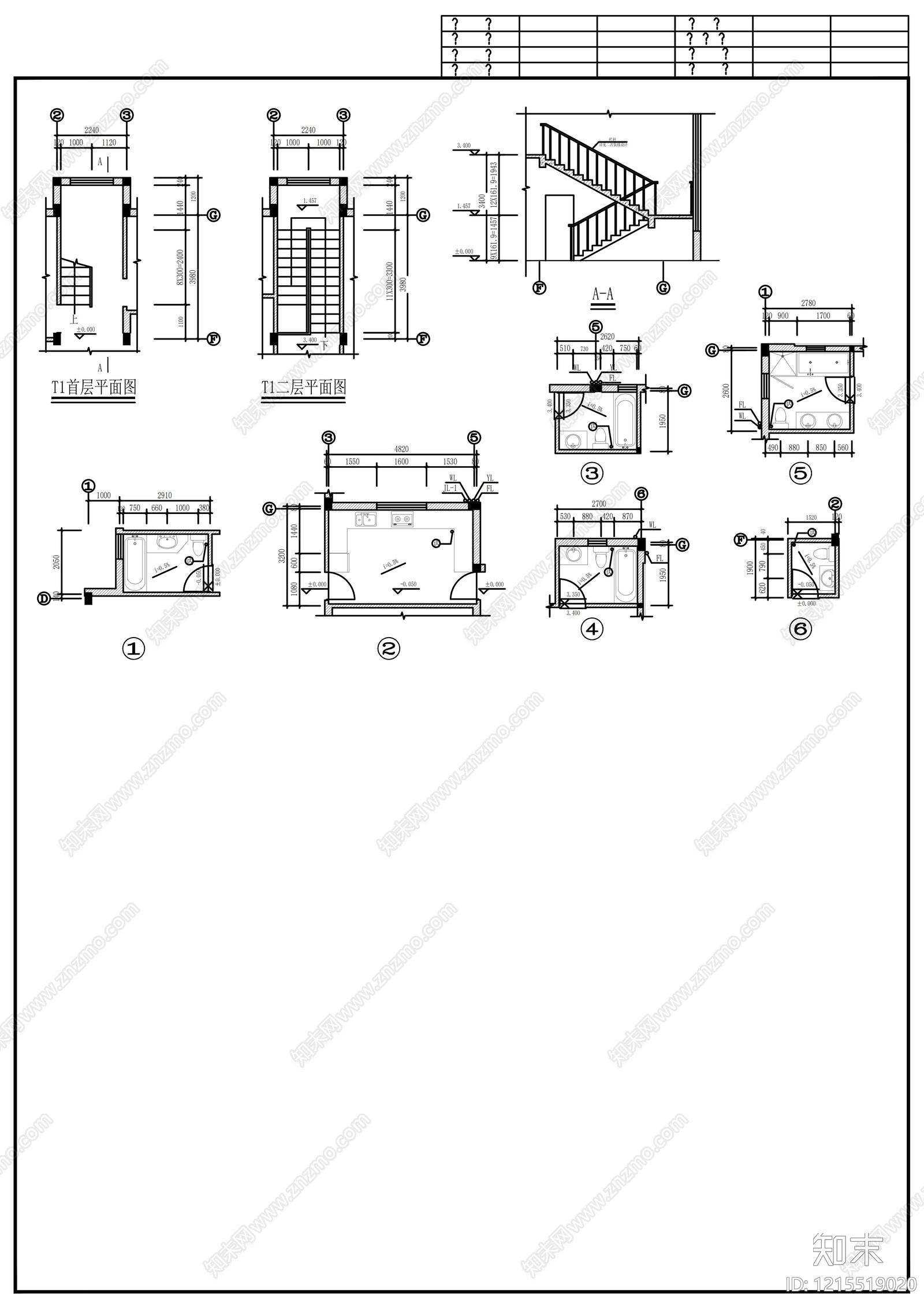 现代别墅建筑cad施工图下载【ID:1215519020】