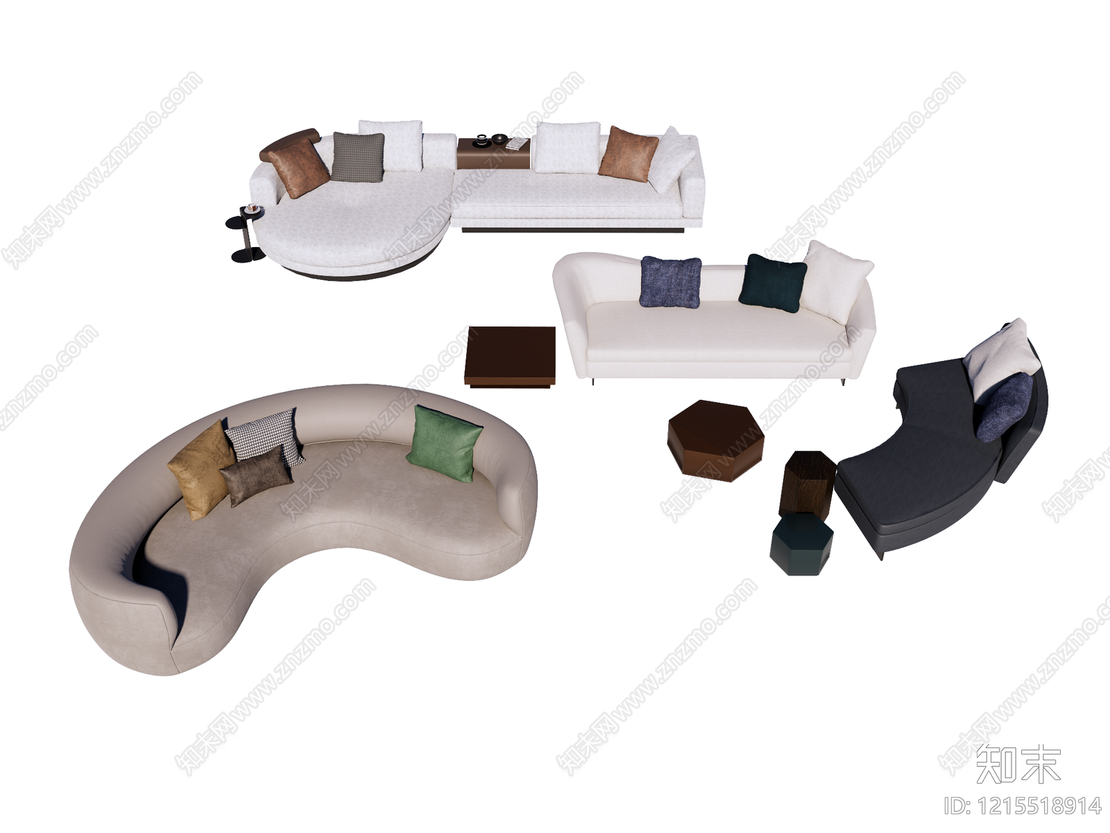 现代简约沙发组合SU模型下载【ID:1215518914】