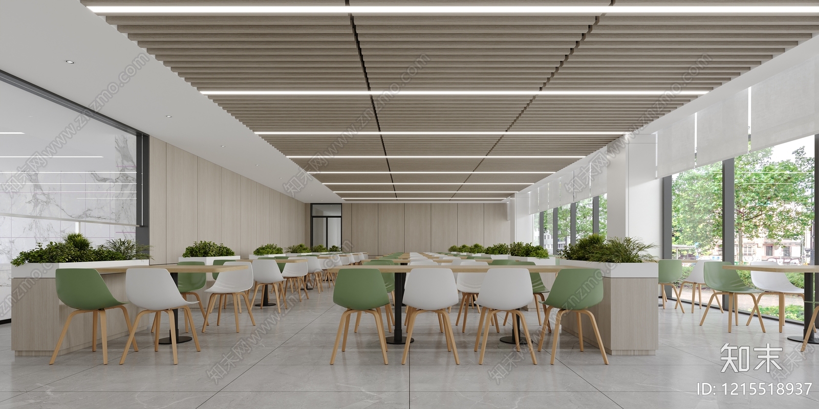 现代简约学生食堂3D模型下载【ID:1215518937】