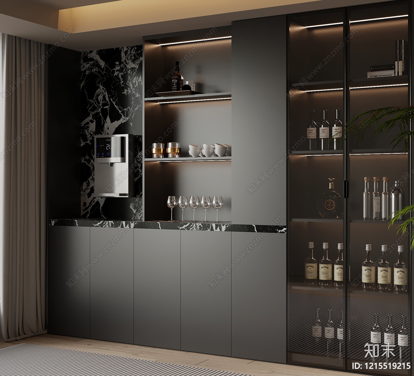 意式极简酒柜SU模型下载【ID:1215519215】