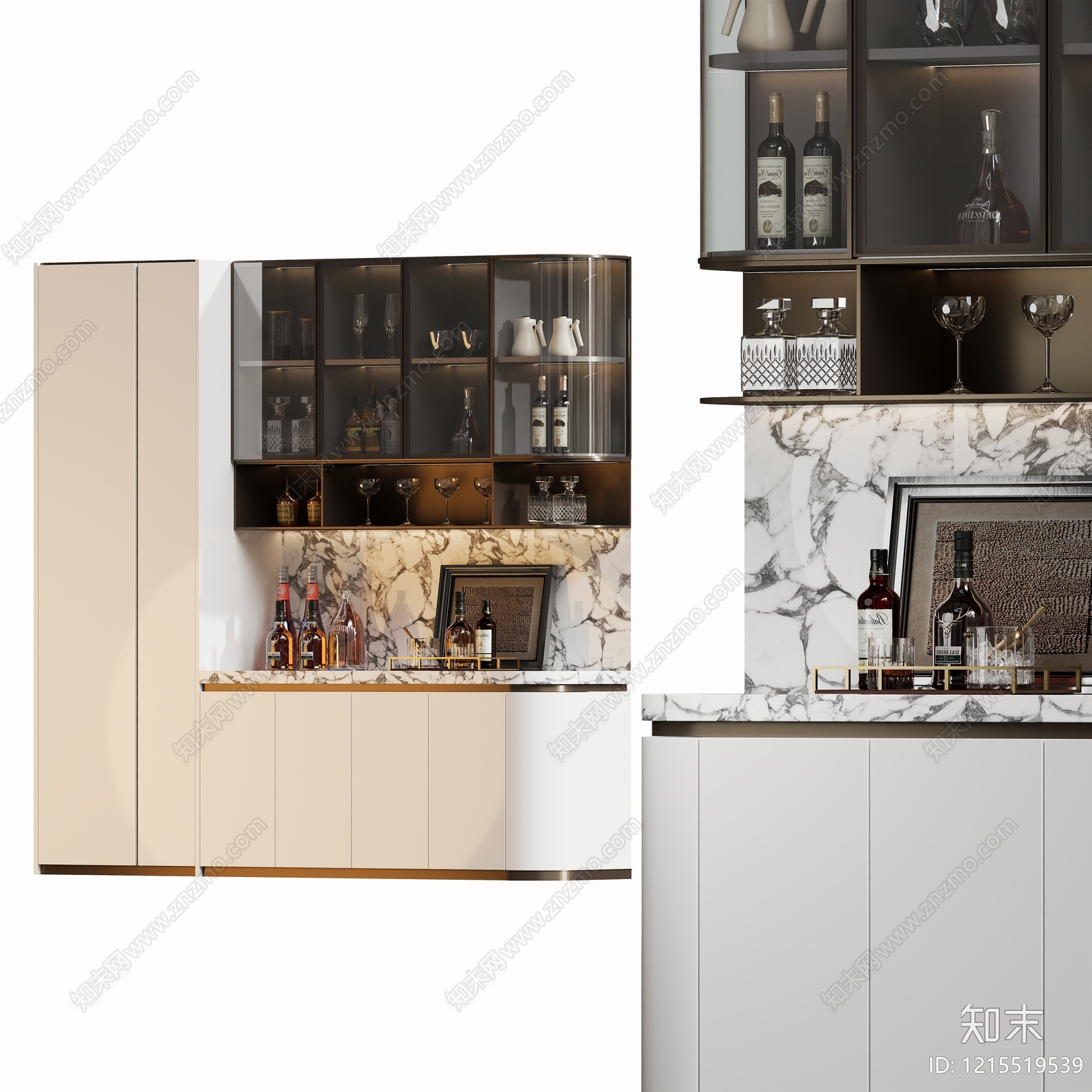 意式轻奢酒柜3D模型下载【ID:1215519539】