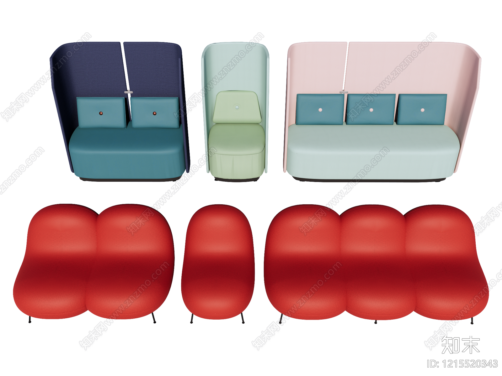 现代简约模块化沙发SU模型下载【ID:1215520343】