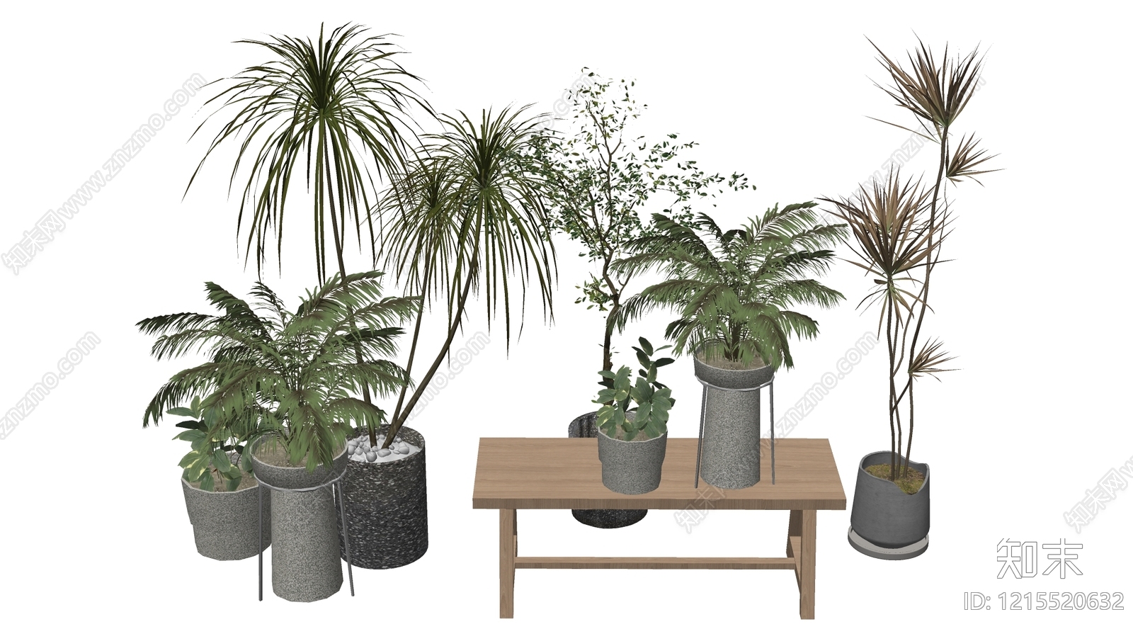 现代简约植物组合SU模型下载【ID:1215520632】