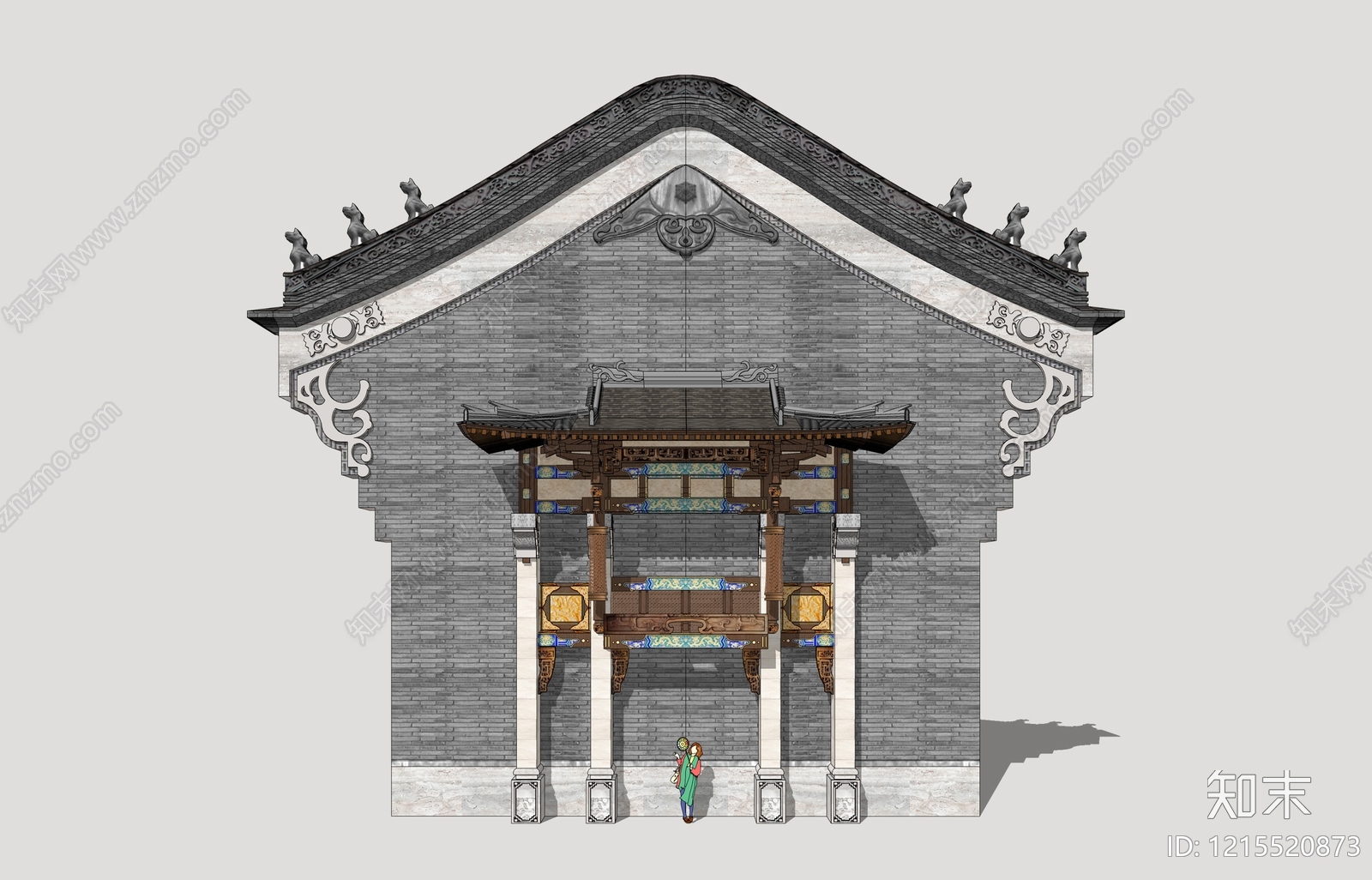 新中式牌坊牌楼SU模型下载【ID:1215520873】