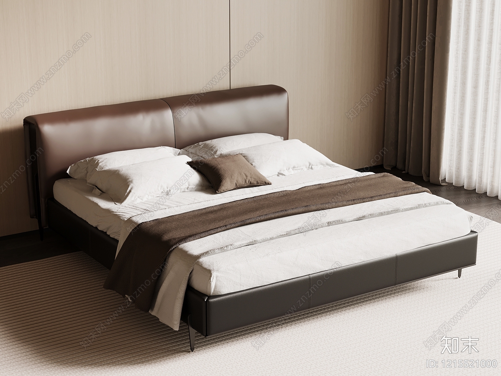 意式极简榻榻米床SU模型下载【ID:1215521000】