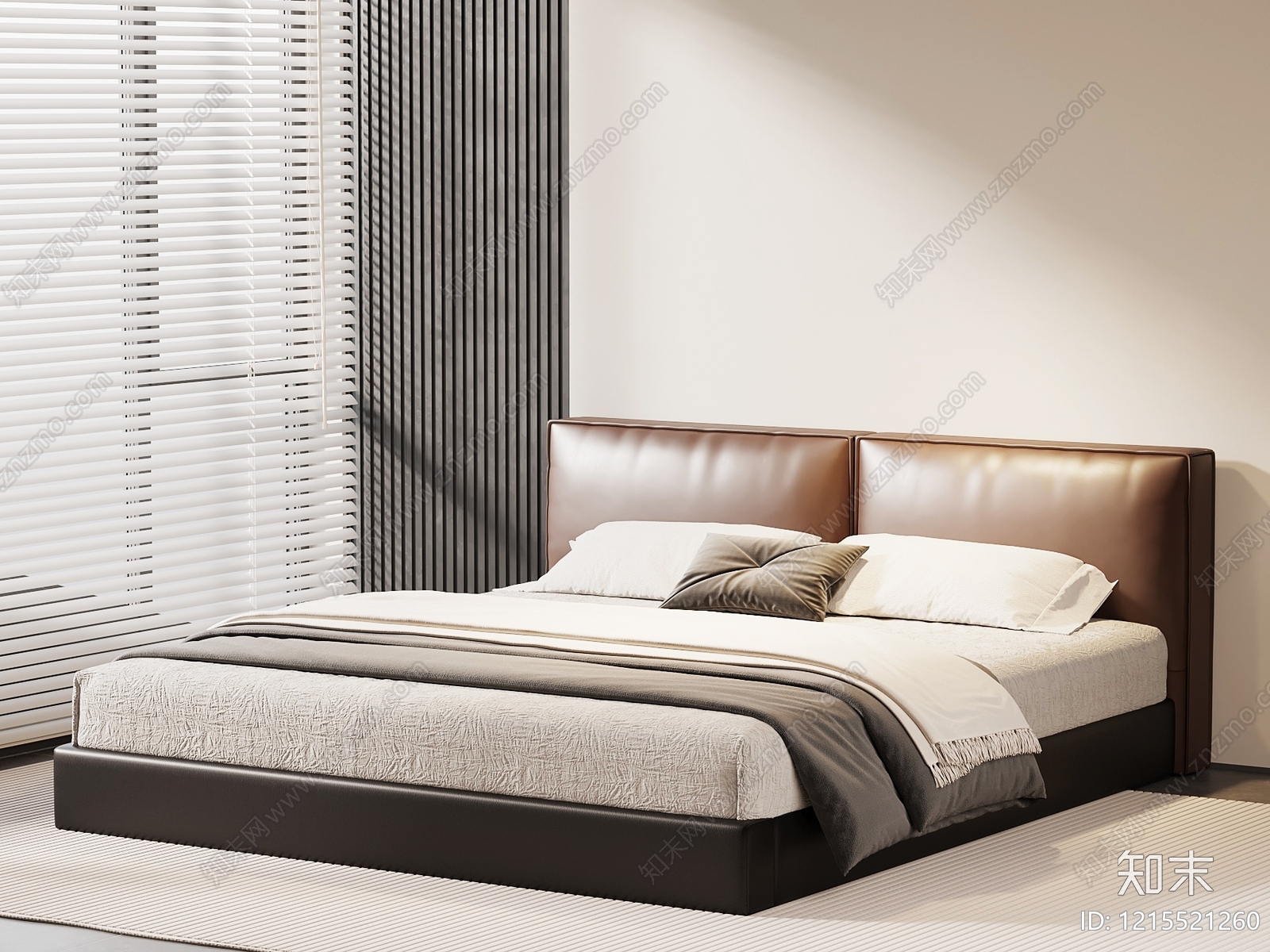 现代简约榻榻米床SU模型下载【ID:1215521260】