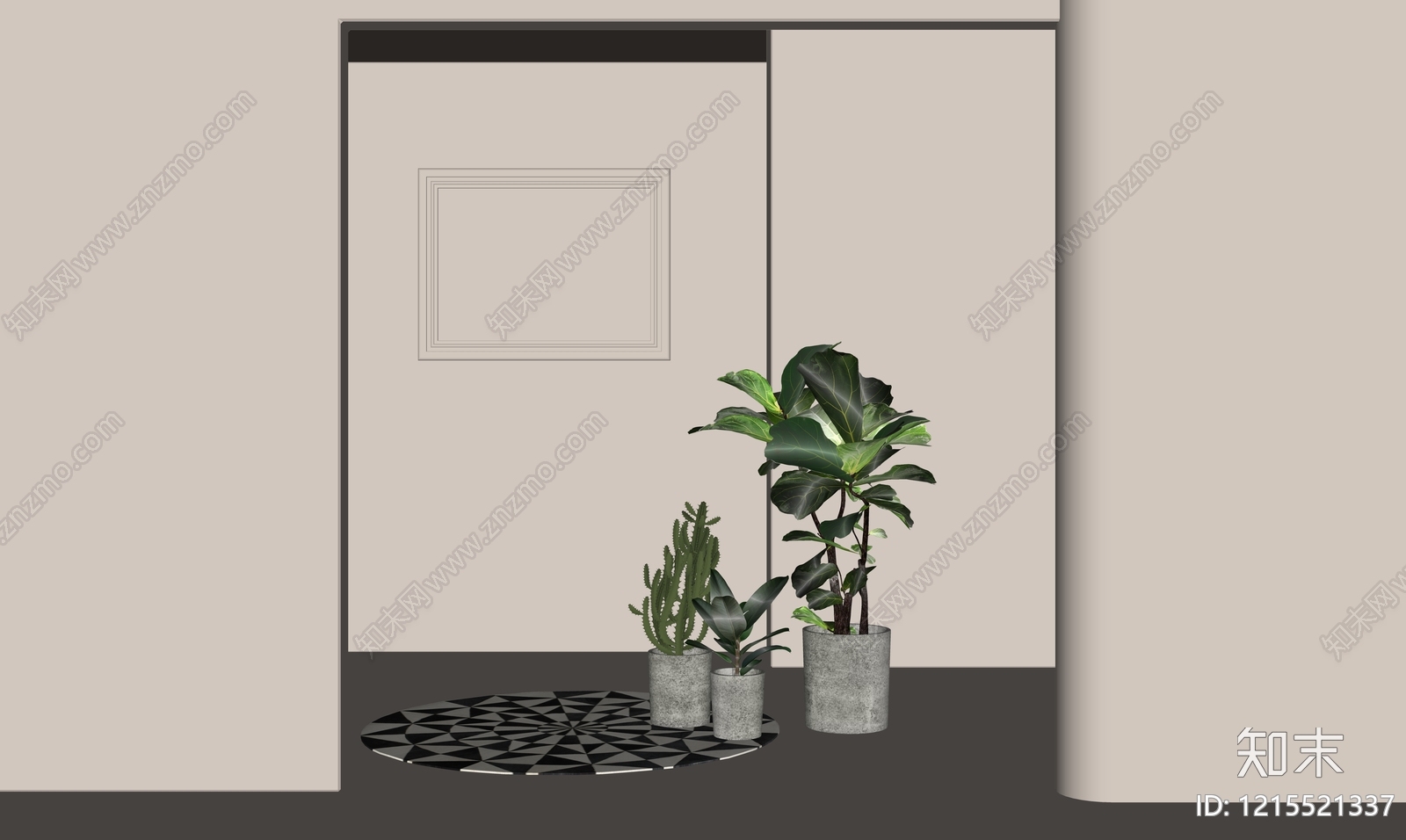 现代绿植盆栽组合SU模型下载【ID:1215521337】