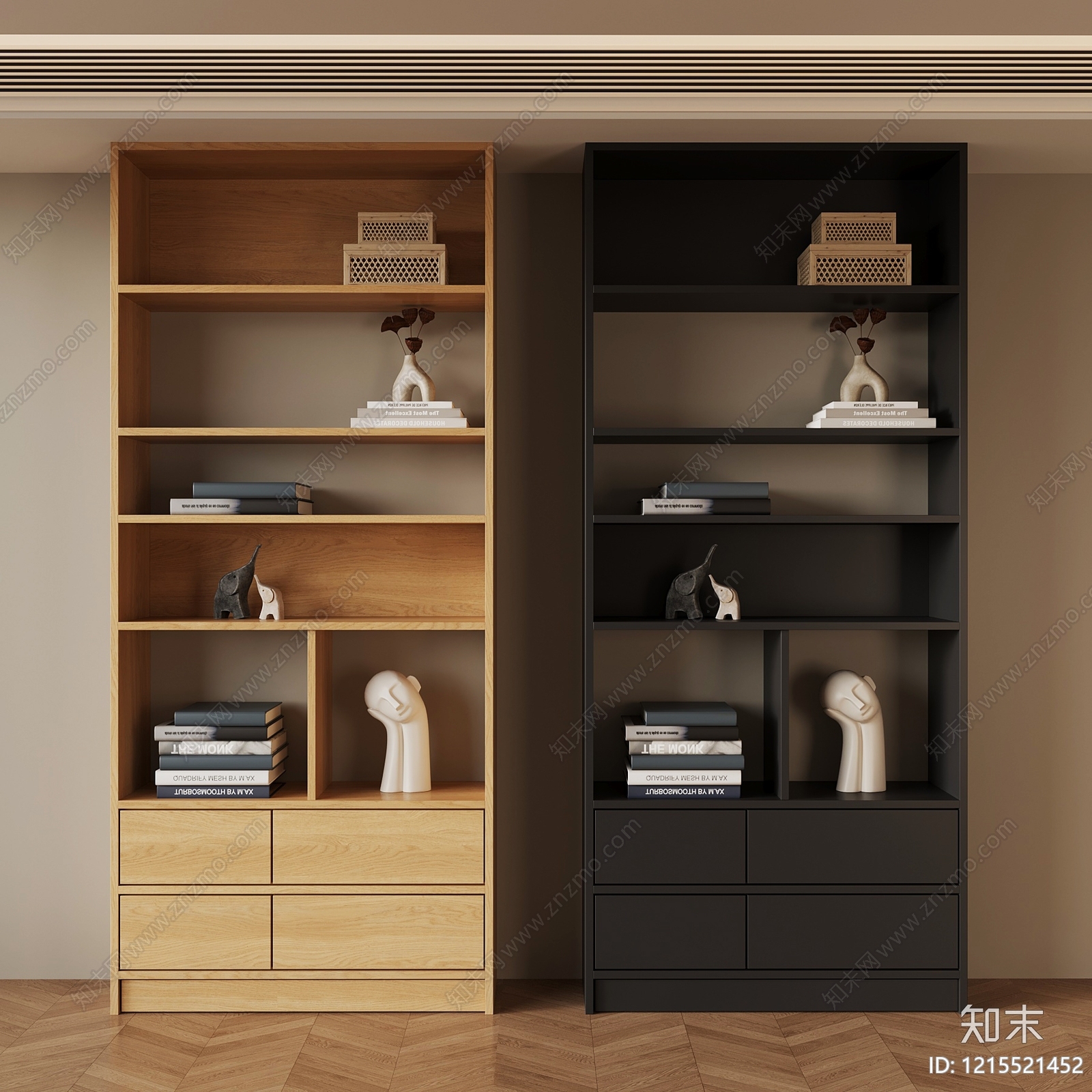 现代简约书架SU模型下载【ID:1215521452】