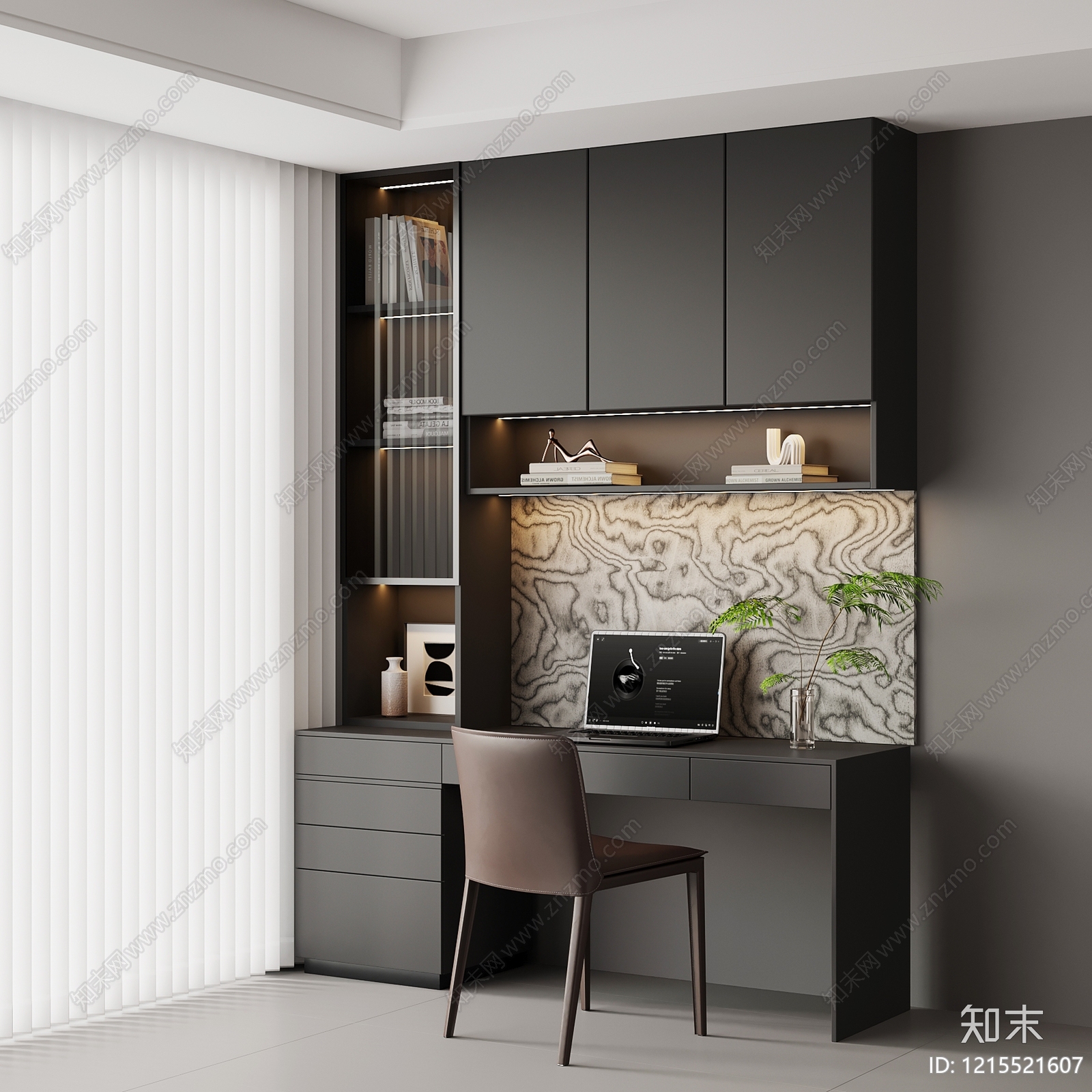 现代极简书桌椅SU模型下载【ID:1215521607】