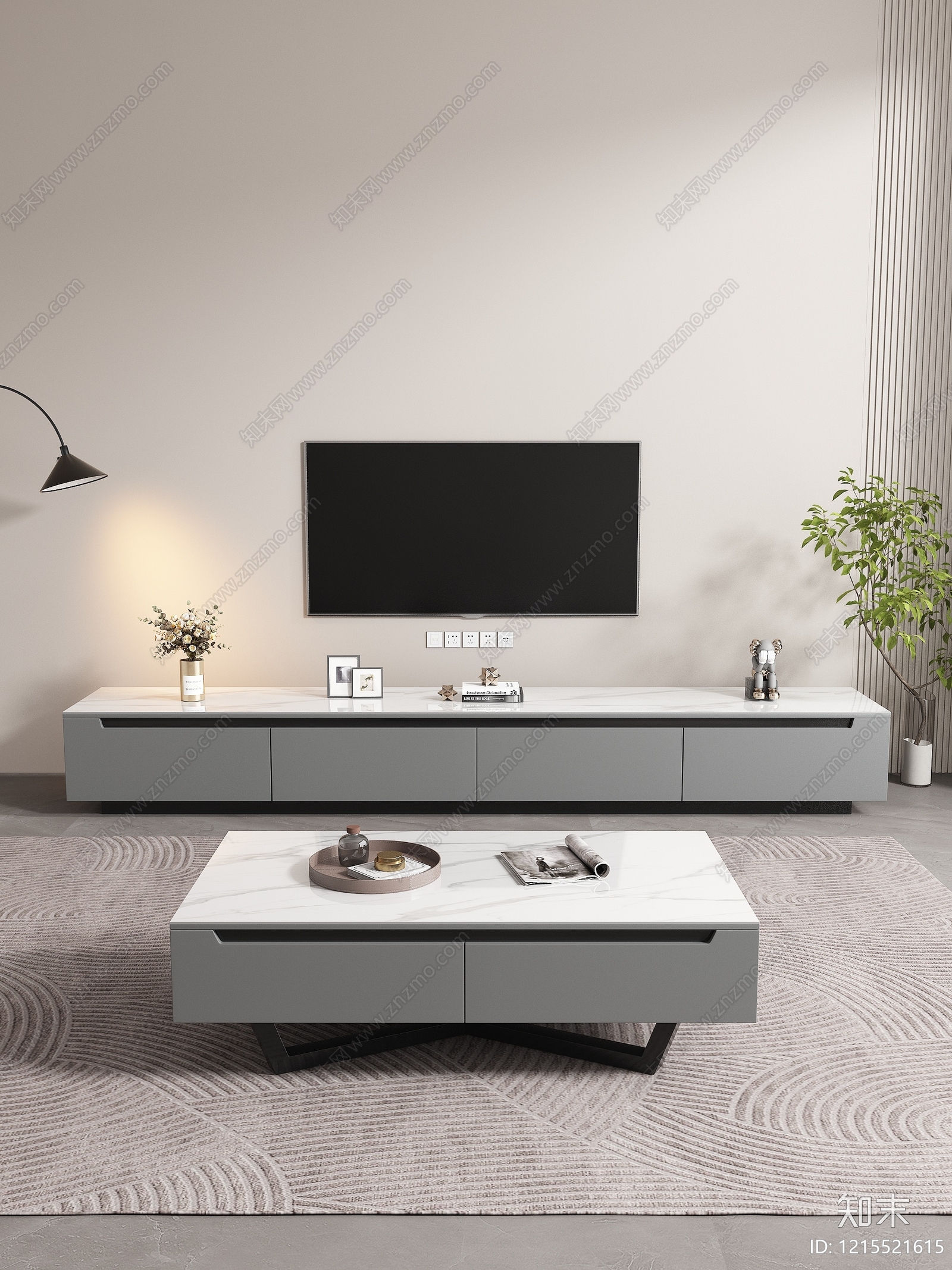 现代简约电视柜3D模型下载【ID:1215521615】