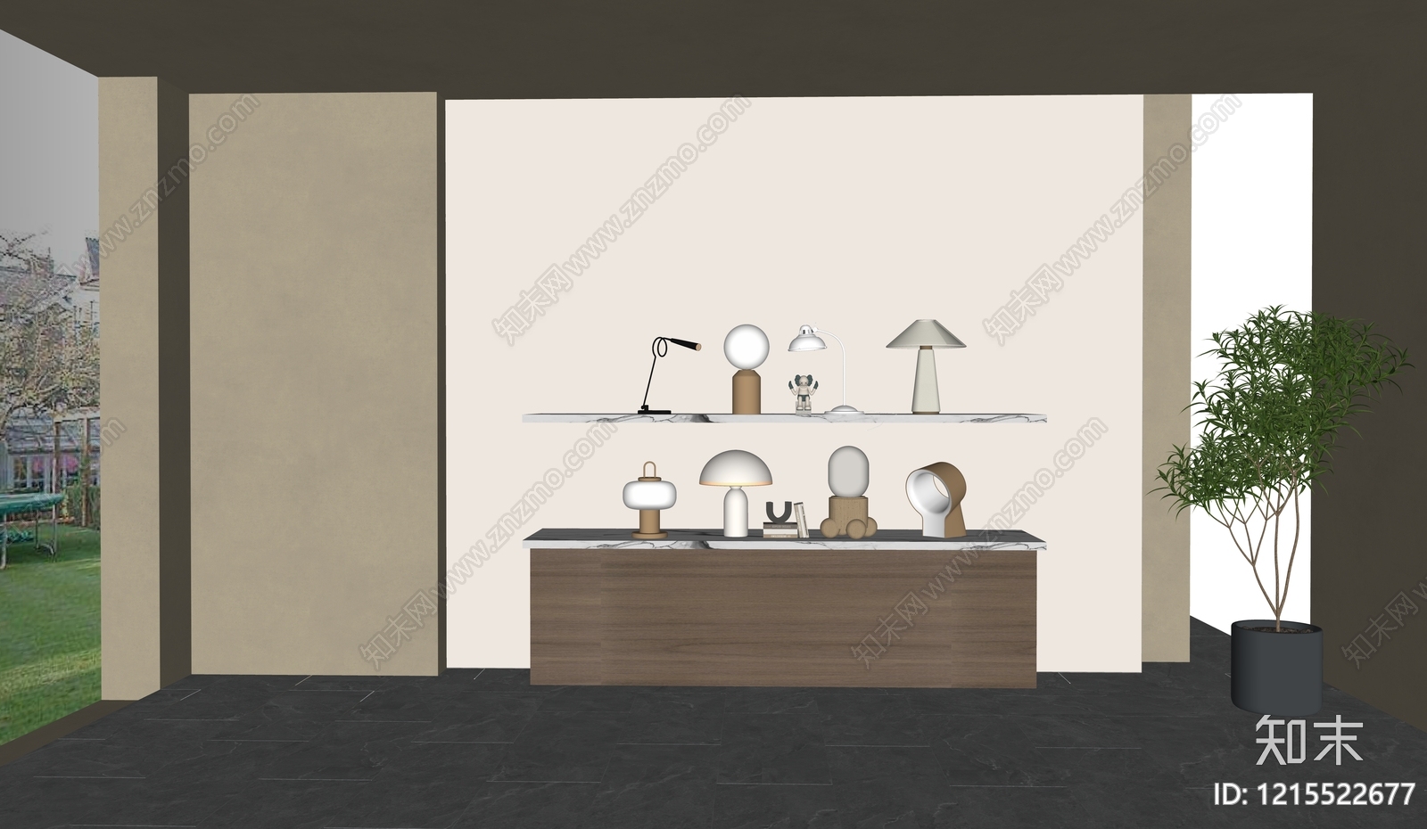 现代奶油风台灯SU模型下载【ID:1215522677】