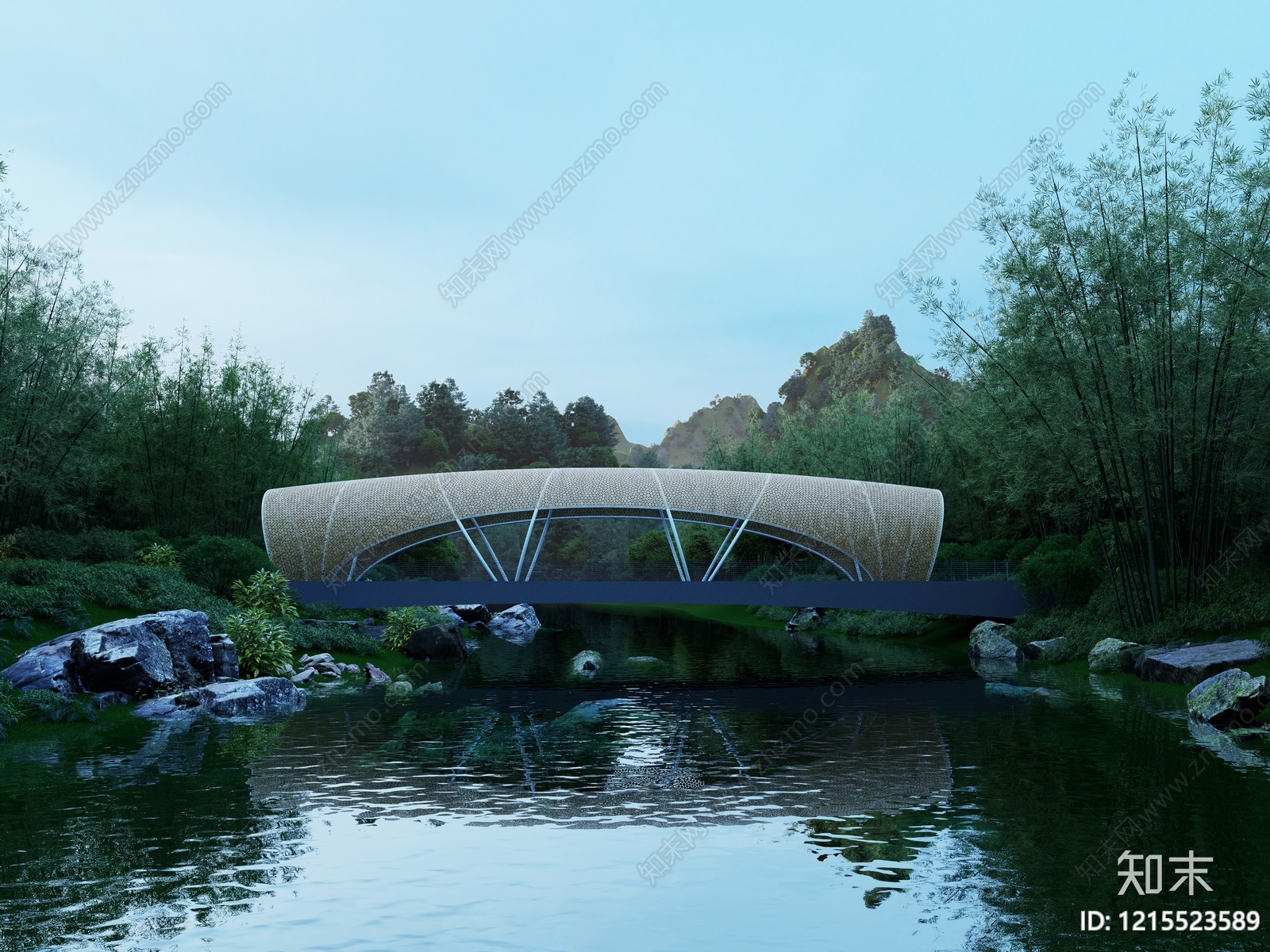 新中式景观景观桥3D模型下载【ID:1215523589】