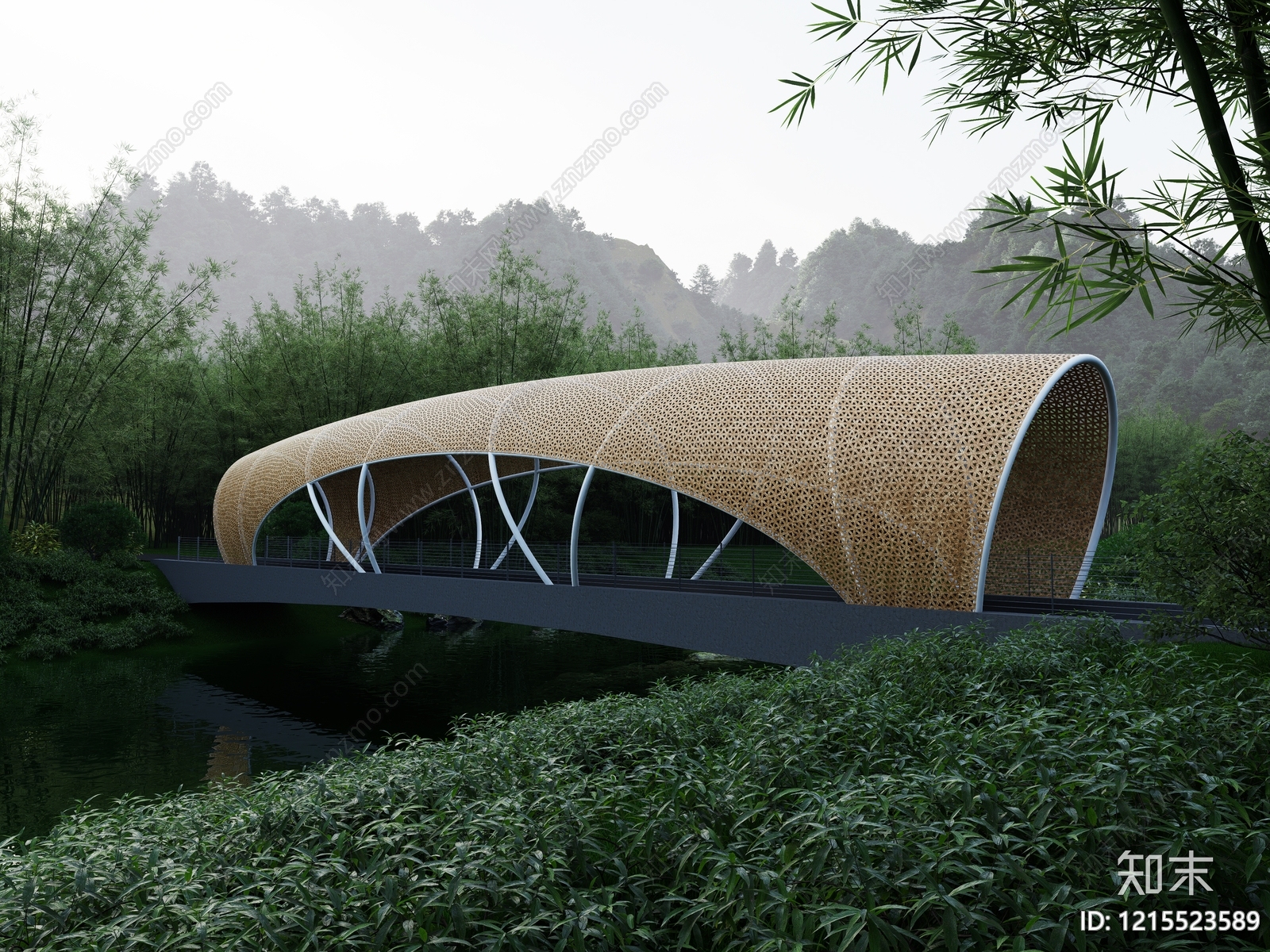 新中式景观景观桥3D模型下载【ID:1215523589】