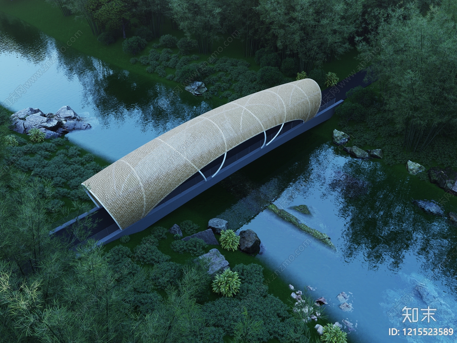 新中式景观景观桥3D模型下载【ID:1215523589】