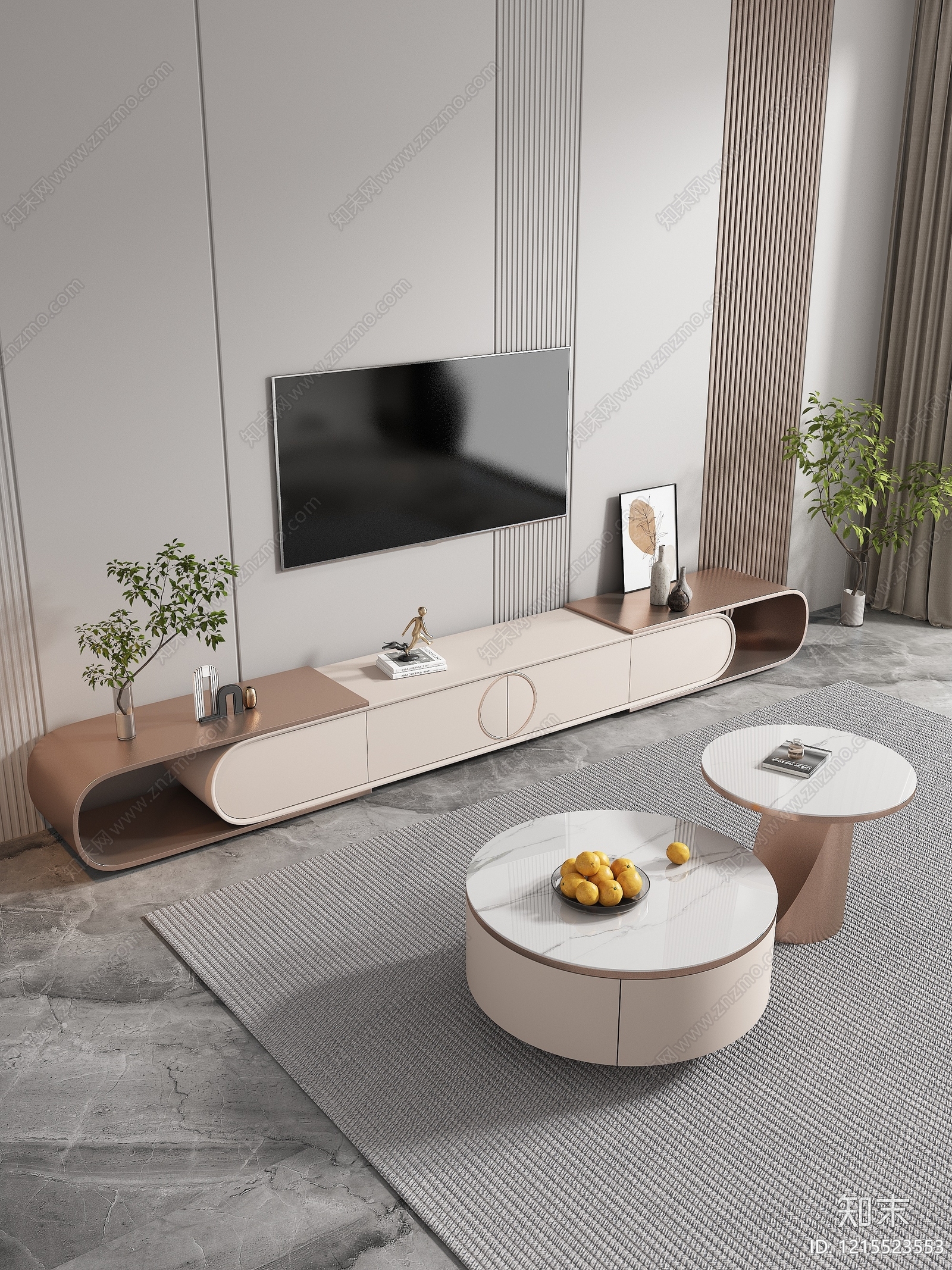 奶油风电视柜3D模型下载【ID:1215523553】