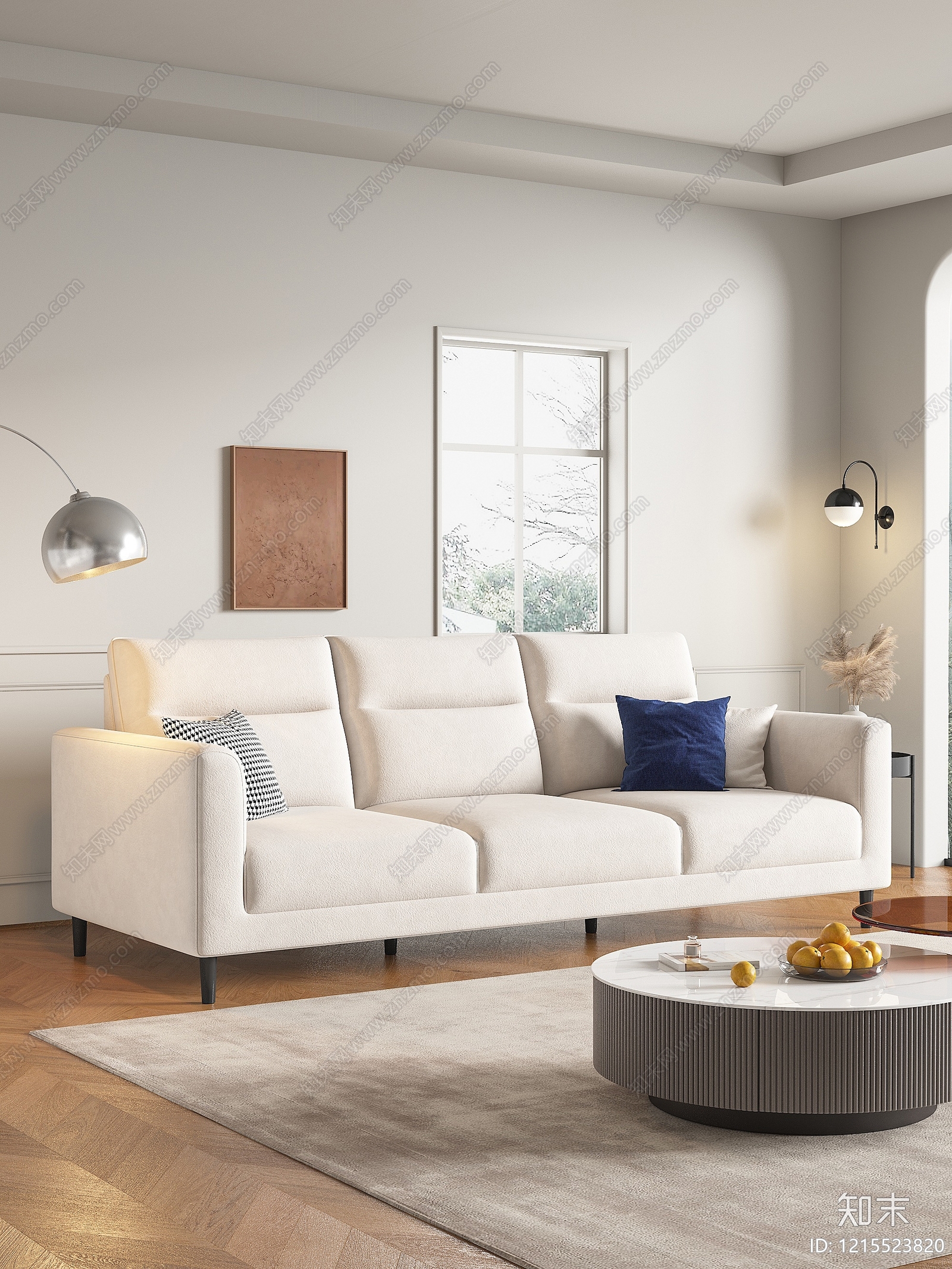 现代简约三人沙发3D模型下载【ID:1215523820】