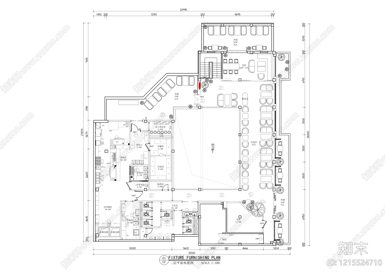 现代中餐厅cad施工图下载【ID:1215524710】