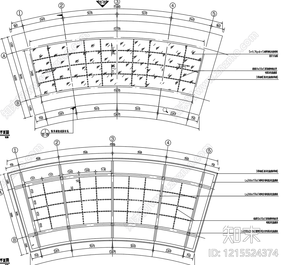 现代廊架施工图下载【ID:1215524374】