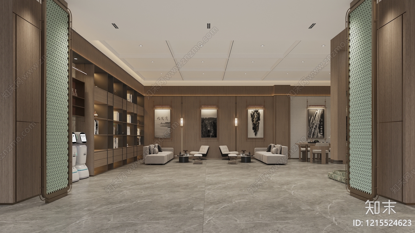 新中式酒店大堂3D模型下载【ID:1215524623】