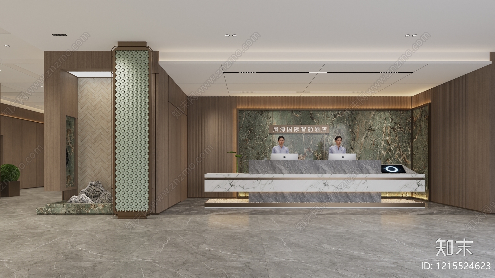 新中式酒店大堂3D模型下载【ID:1215524623】