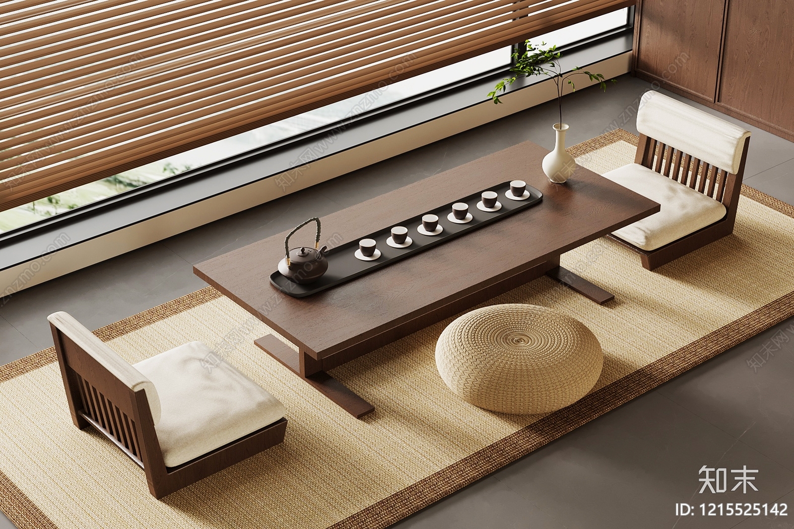 新中式茶桌椅3D模型下载【ID:1215525142】