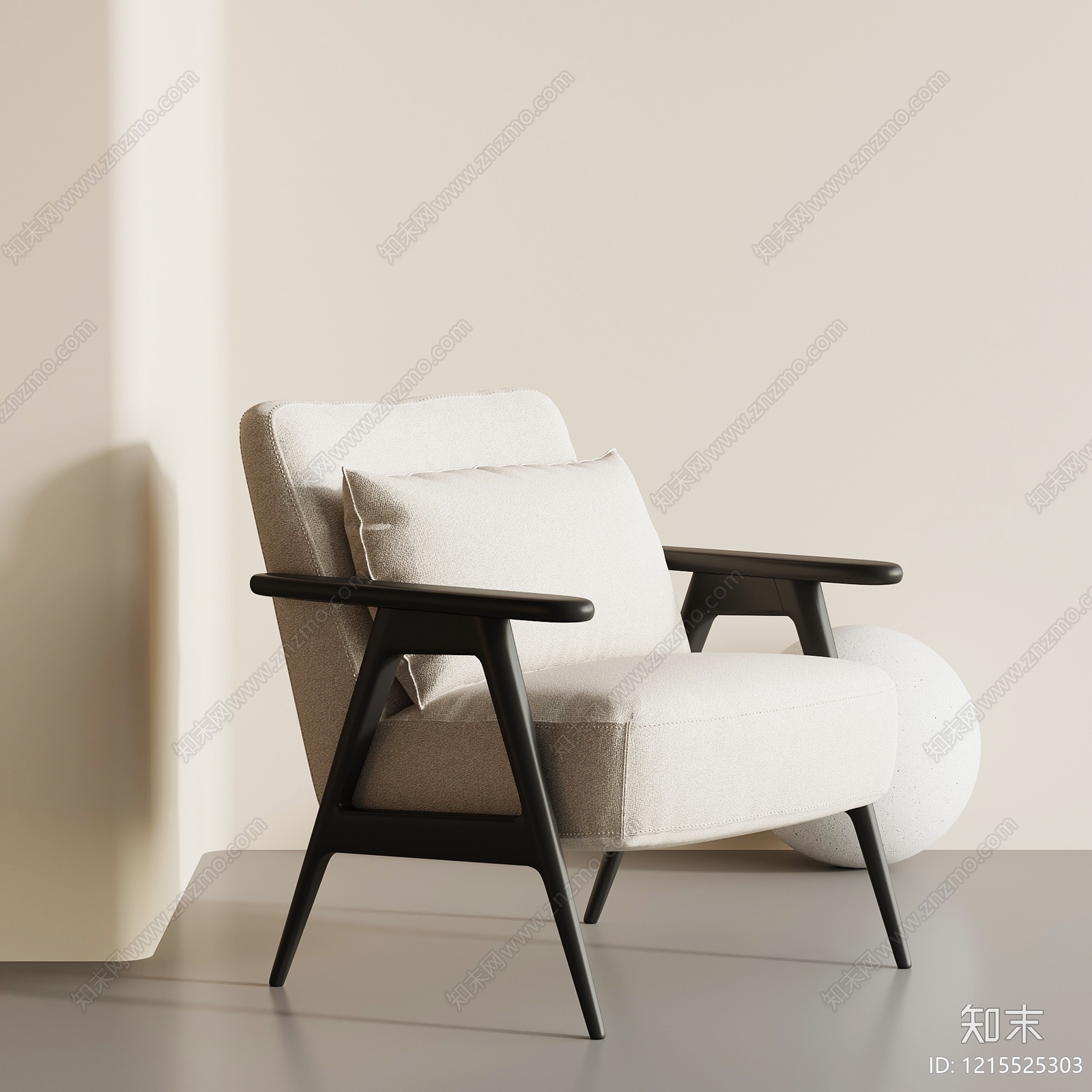 奶油风单人沙发3D模型下载【ID:1215525303】