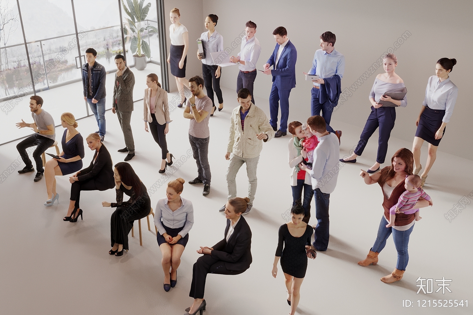 现代简约多人3D模型下载【ID:1215525541】