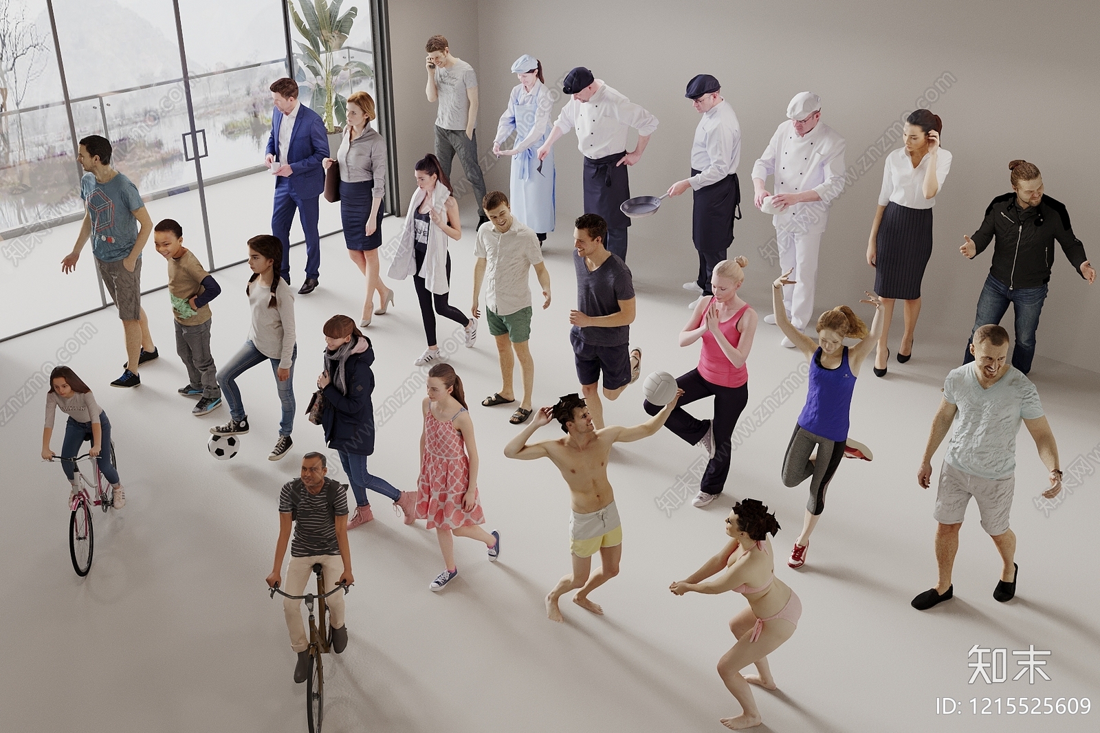 现代简约多人3D模型下载【ID:1215525609】