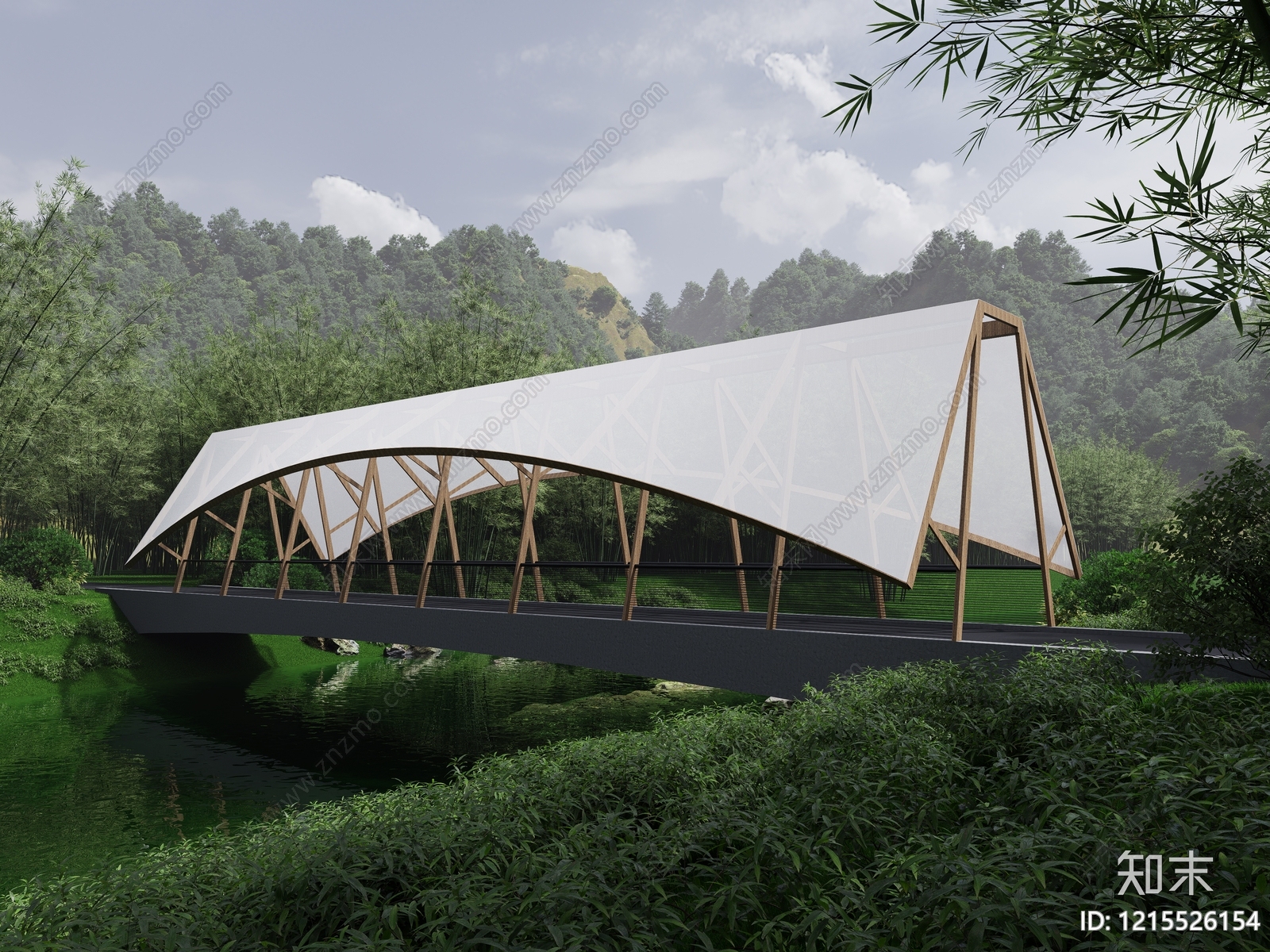 新中式景观景观桥3D模型下载【ID:1215526154】