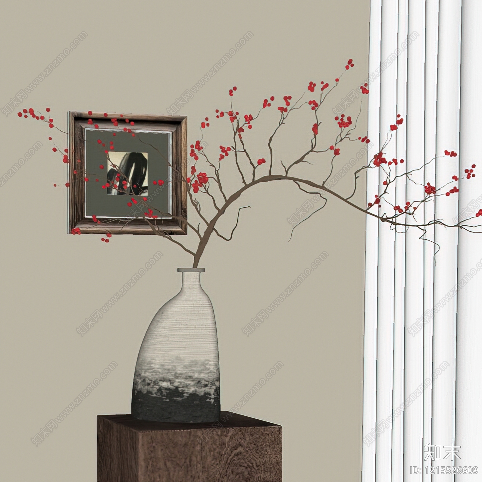 新中式花艺SU模型下载【ID:1215526609】