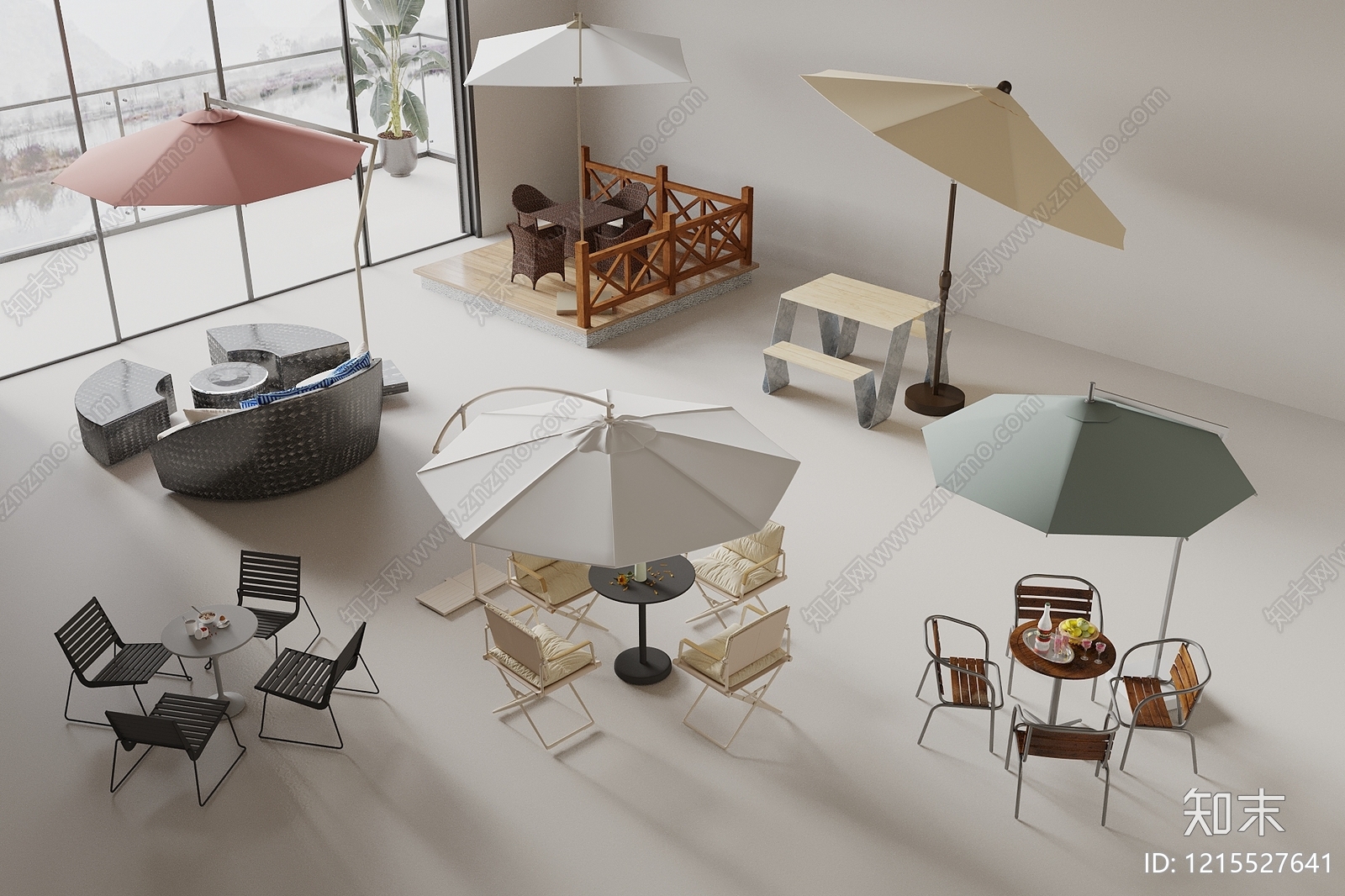 现代简约户外桌椅3D模型下载【ID:1215527641】