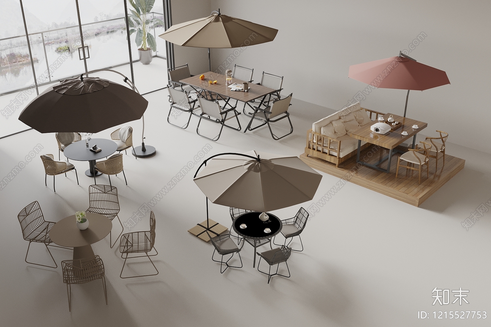 现代简约户外桌椅3D模型下载【ID:1215527753】