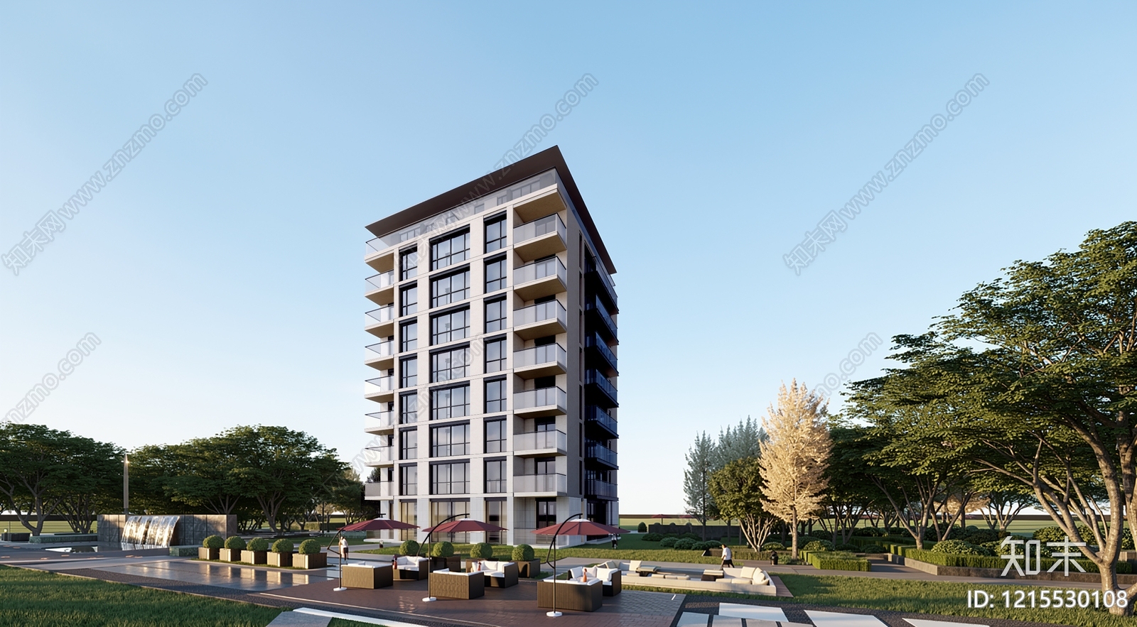 现代主义小高层住宅楼SU模型下载【ID:1215530108】