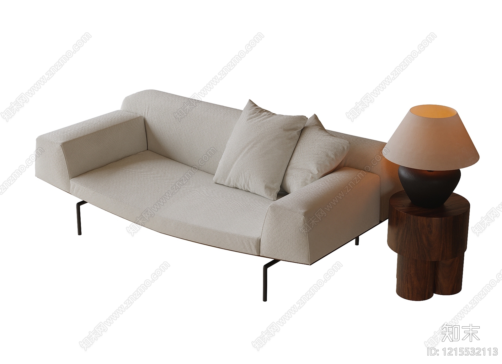 现代简约弧形沙发3D模型下载【ID:1215532113】