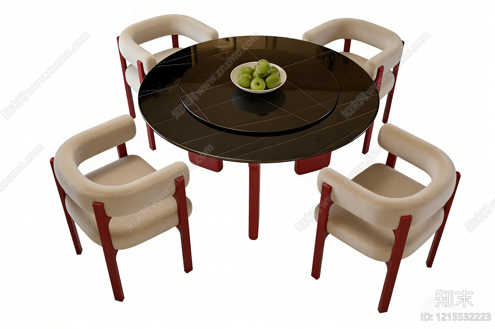 新中式餐桌椅3D模型下载【ID:1215532223】