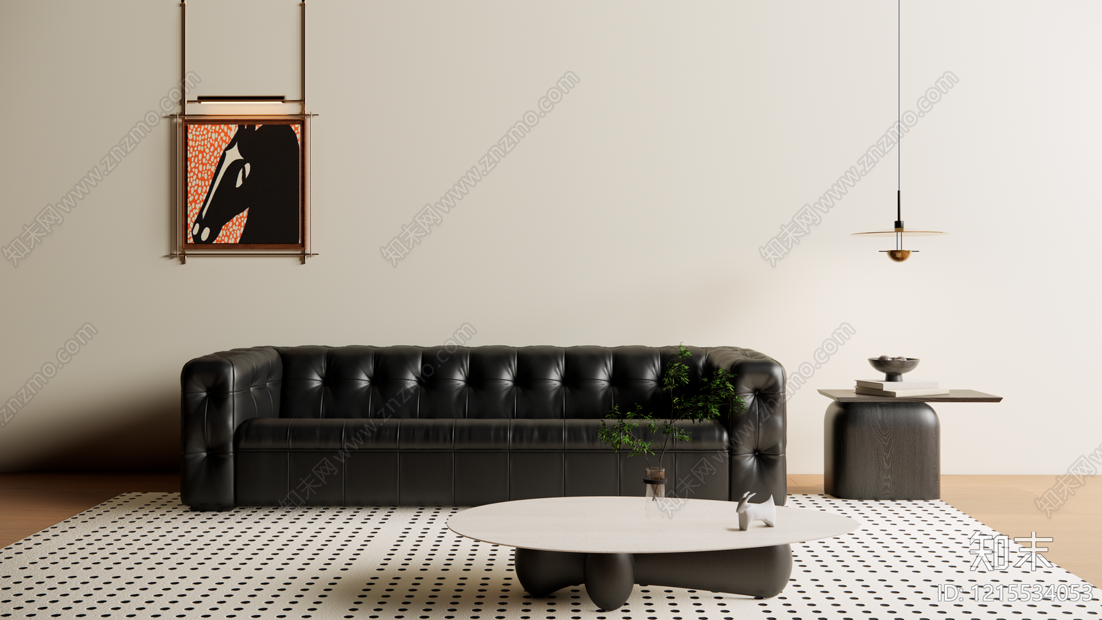 现代简约大黑牛沙发3D模型下载【ID:1215534053】