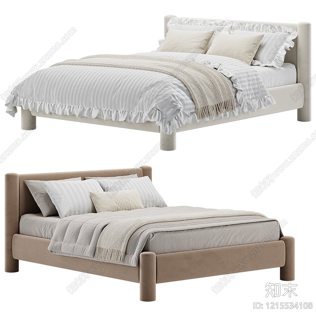 奶油风儿童床3D模型下载【ID:1215534108】