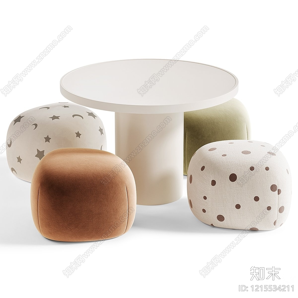 奶油风儿童椅3D模型下载【ID:1215534211】