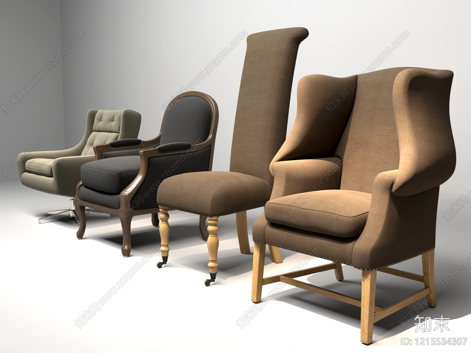 复古混搭单人沙发3D模型下载【ID:1215534307】