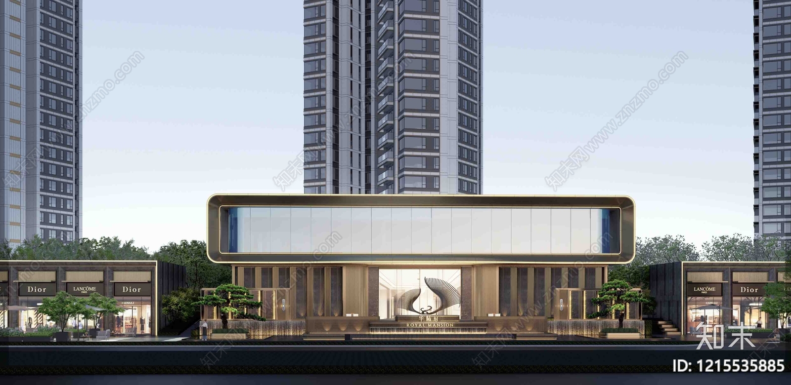 现代主义小区景观SU模型下载【ID:1215535885】