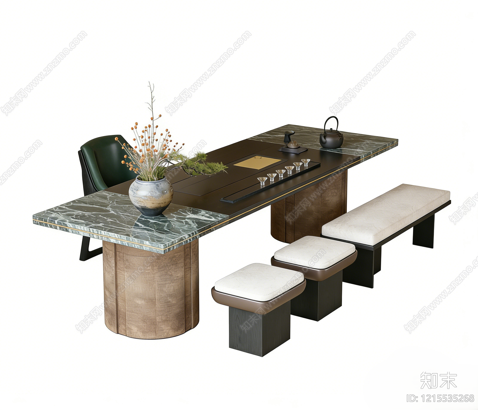 新中式茶桌椅3D模型下载【ID:1215535268】