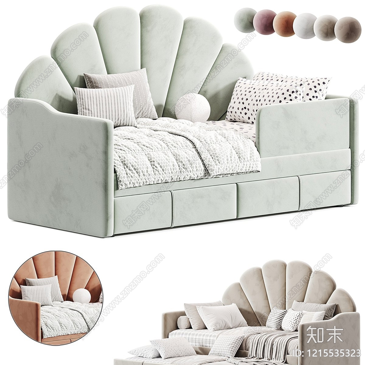 奶油风儿童床3D模型下载【ID:1215535323】