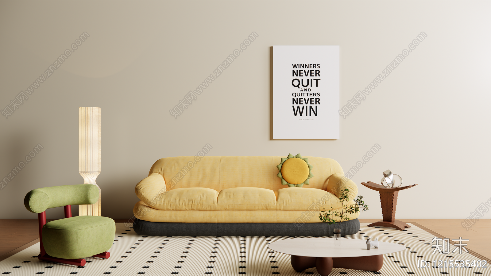 奶油风家居客厅3D模型下载【ID:1215535402】