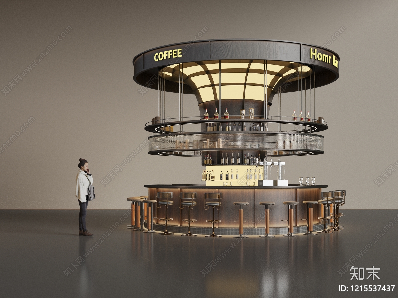 现代轻奢吧台SU模型下载【ID:1215537437】