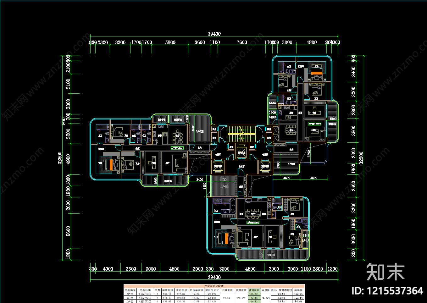 高层住宅cad施工图下载【ID:1215537364】