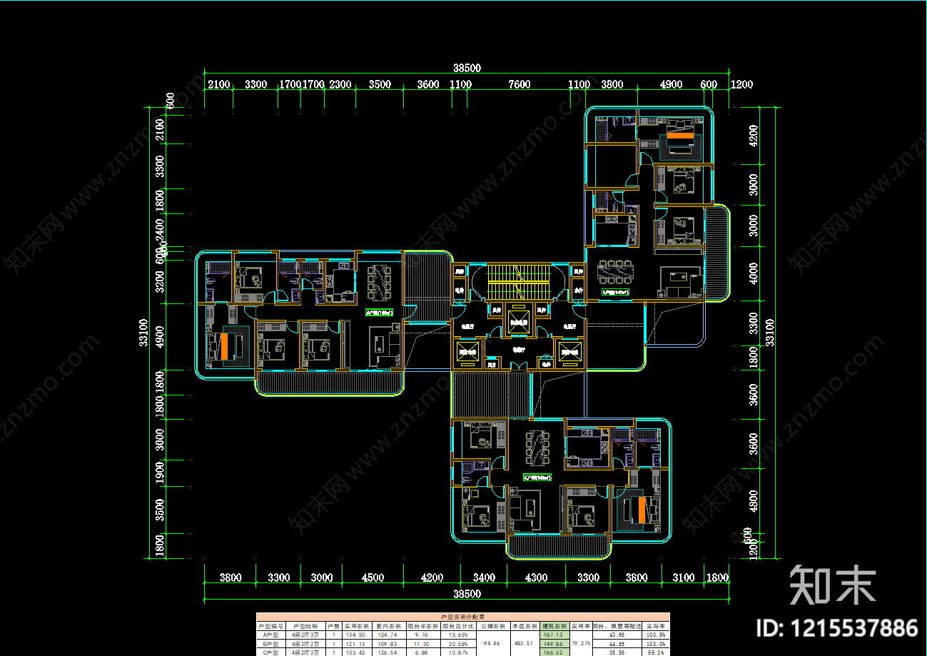 现代简约住宅楼建筑cad施工图下载【ID:1215537886】