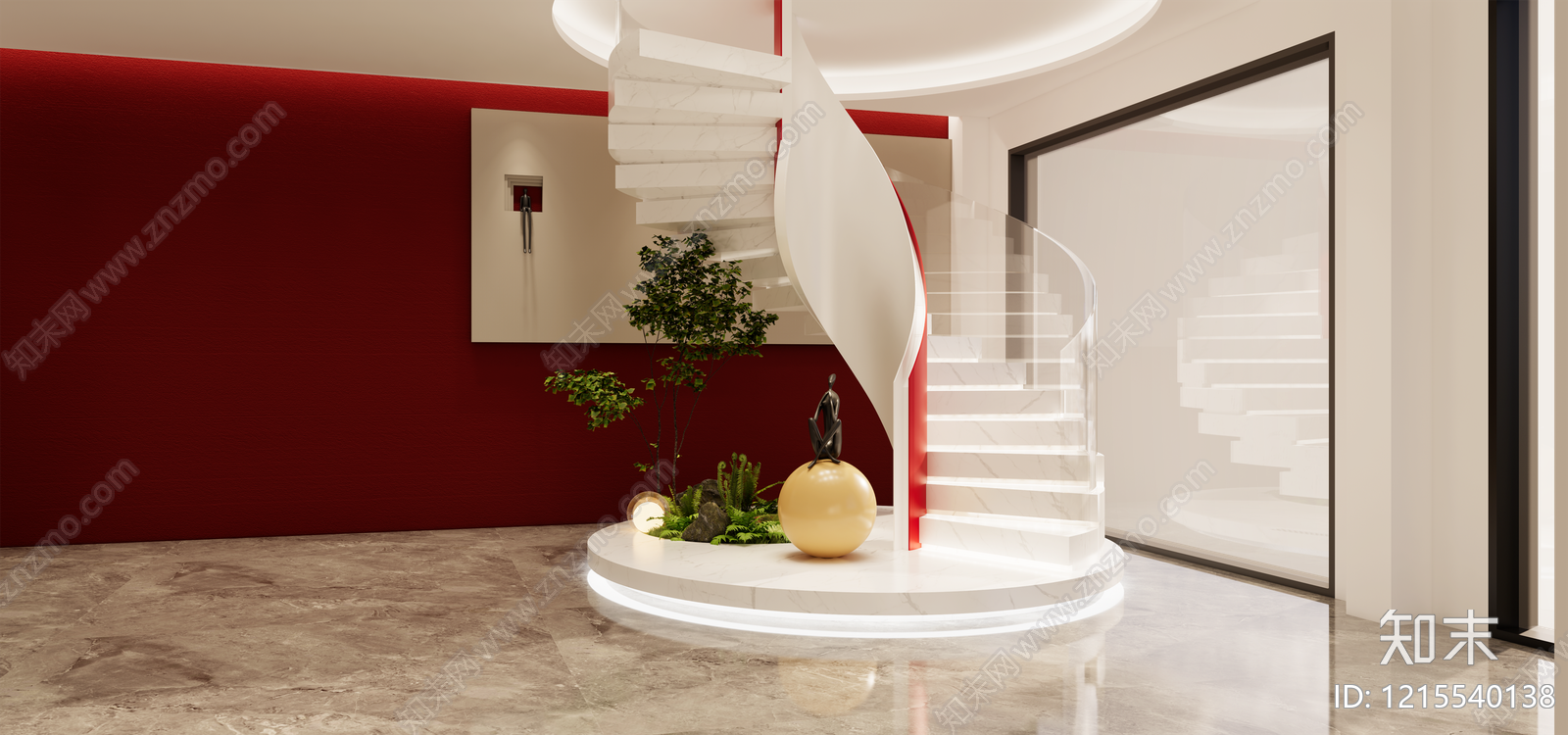 现代旋转楼梯SU模型下载【ID:1215540138】