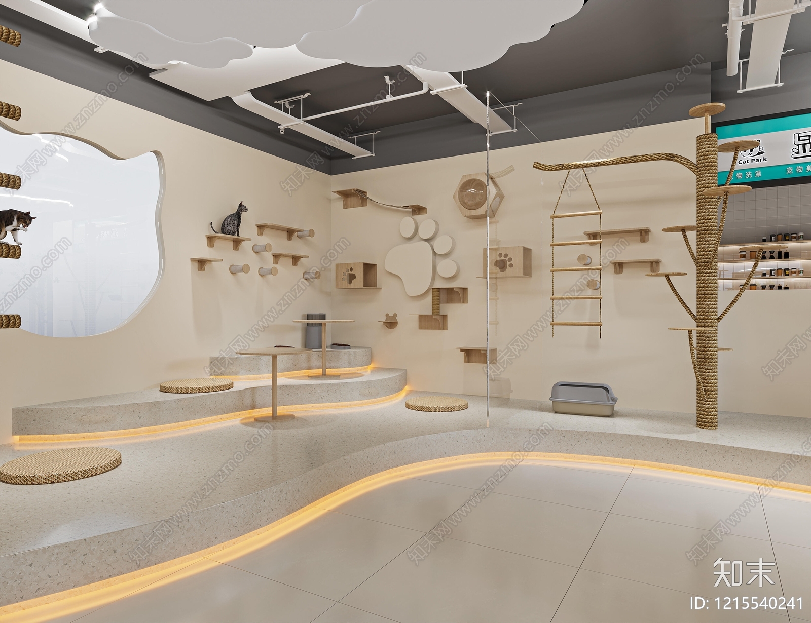 现代宠物店cad施工图下载【ID:1215540241】